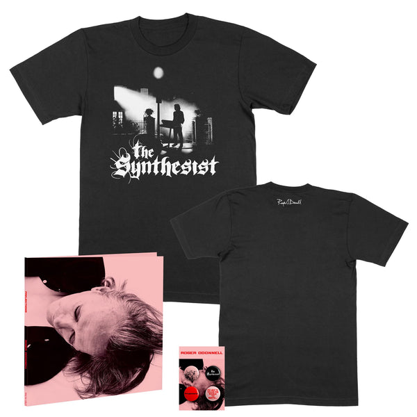 Synthesist Black T-Shirt & Badge Set Projections Red LP Bundle