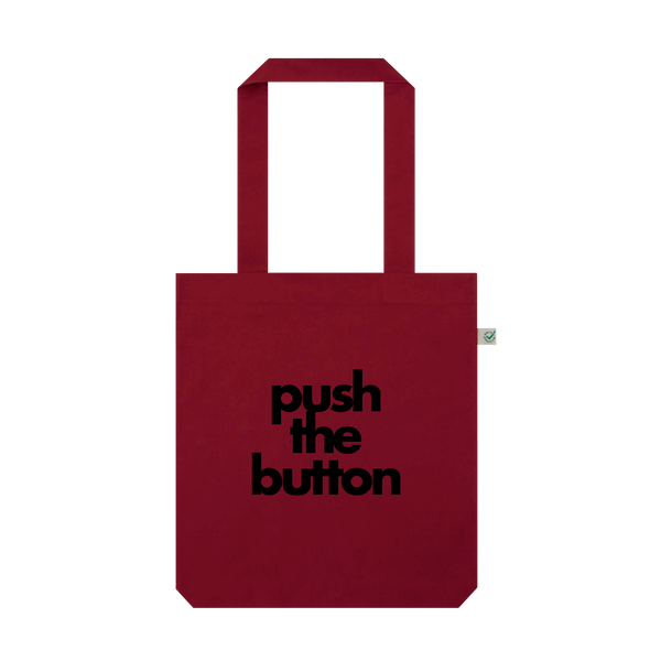 Red 'Push The Button' Tote Bag
