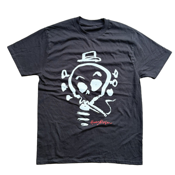 Smoking Skull T-Shirt Black (White Text)